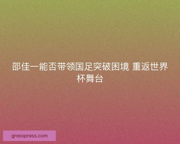 邵佳一能否带领国足突破困境 重返世界杯舞台